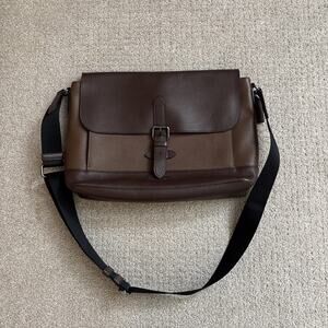 Coach Hudson Messenger In Colorblock Tobacco Mahagony Leather Bag Snap Belt